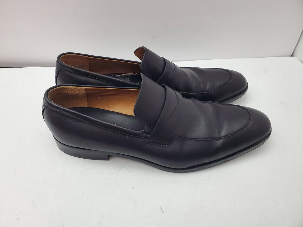 HUGO BOSS Vero Cuoio Black Leather Slip On Loafers Size 11 Excellent Condition!